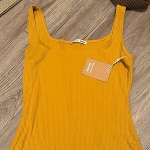 Reformation Mustard Ribbed dress